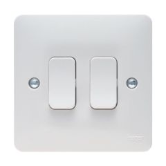 Hager WMPS22 Sollysta 2 Gang 2 Way 10AX Light Switch White