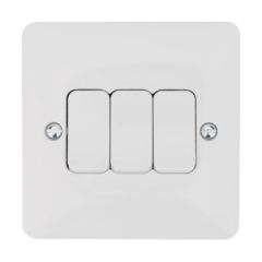 Hager WMPS32 Sollysta 3 Gang 2 Way 10AX Light Switch White