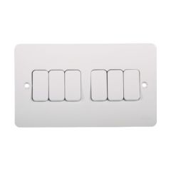 Hager WMPS62 Sollysta 6 Gang 2 Way 10AX Light Switch White