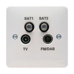 Hager WMQX Sollysta Socket Quadplex TV&FM/DAB & 2xSatellite White