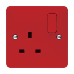 Hager WMSS81RR Sollysta Socket 1 Gang DP Switched c/w Red Rocker 13A