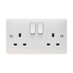 Hager WMSS82 Sollysta 2 Gang 13A DP Switched Socket Outlet White