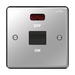Hager WRDP50NPSB Sollysta Control Switch 1 Gang DP c/w LED Indicator Black Insert 50A Polished Steel