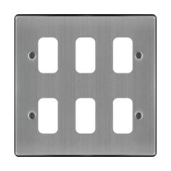 Hager WRGP6BS Sollysta Grid Plate 6 Gang (3x2) Brushed Steel