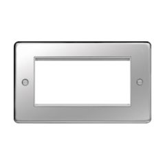 Hager WRP4EUPSW Sollysta Grid Plate 2 Gang 4 Module Euro c/w White Insert Polished Steel