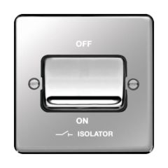 Hager WRPS3PIPSB Sollysta Plate Switch 1 Gang TP Fan Isolator c/w Black Insert Polished Steel