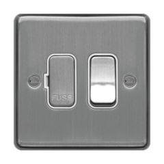 Hager WRSSU83BSW Sollysta Connection Unit DP Switched Fused c/w White Insert 13A Brushed Steel