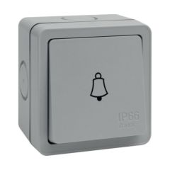 Hager WXPPS12B Sollysta Bell Push 1 Gang IP66 10AX Grey