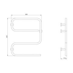 Hyco AL80S Alize Towel Rail S Shape Electric 80W 645x500x110mm White