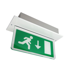 BLE EL-133805-WH-24 3hrM Fully Recessed T5 LED Slave Exit Sign c/w Arrow Down Legend 24V White