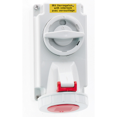 Cee Norm 160056 Switched Double-Interlocked 2P+E Socket IP67 16A 400V Red