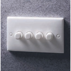 Danlers DP4DLED LED Plated 4 Gang 1 or 2 Way Dimmer Switch Rotary & Push 250W/Gang (LED)