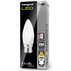 Integral ILCANDB22NC011 LED B22 Non-Dimmable Lamp Candle Shape 240Deg 2700K 3.1W 250lm Clear