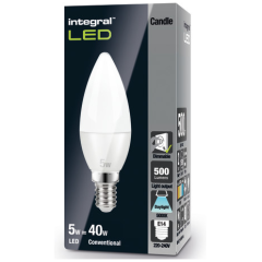 Integral ILCANDE14DF026 LED E14 Dimmable Lamp Candle Shape 280Deg 5000K 5.6W 500lm Frosted
