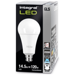 Integral ILGLSB22NF098 Gls Bulb B22 2000Lm 14W 5000K Non-Dimm 240 Beam Frosted Integral