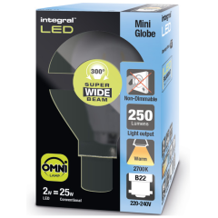 Integral ILGOLFB22NC003 Omni Filament Golf Ball Bulb B22 250Lm 1.8W 2700K Non-Dimm 330 Beam Clear Integral