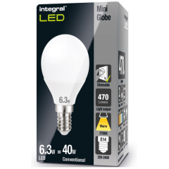 Integral ILGOLFE14DC044 Golf Ball Bulb E14 470Lm 4.2W 2700K Dimmable 240 Beam Frosted Integral
