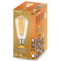 Integral ILST64B22N002 Sunset St64 Bulb B22 170Lm 2.5W 1800K Non-Dimm 300 Beam Amber Integral