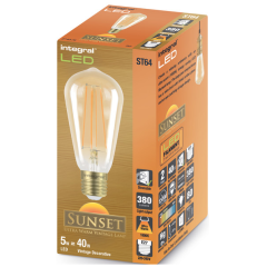 Integral ILST64E27D003 Sunset St64 Bulb E27 380Lm 5W 1800K Dimmable 300 Beam Amber Integral