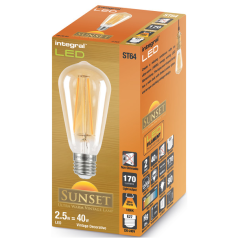 Integral ILST64E27N001 Sunset St64 Bulb E27 170Lm 2.5W 1800K Non-Dimm 300 Beam Amber Integral