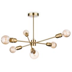 Firstlight 3702BR Trident Semi Flush 6xE27 Ceiling Light 40W 705x420mm Brushed Brass