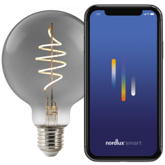 Nordlux 2280162747 Smart LED Deco E27 Lamp G95 Globe Smoke 360Deg Beam 4.7W 100lm 230V 1800K