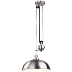 Firstlight 2309BS Century Pendant Rise & Fall E27 Luminaire 60W Brushed Steel
