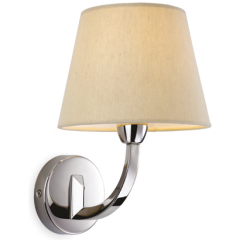 Firstlight 2319PST Fairmont E14 c/w Cream Linen Shade Wall Light 40W Polished Stainless Steel