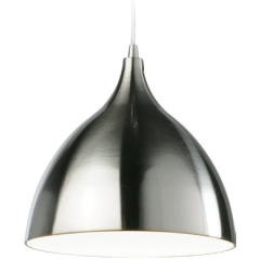 Firstlight 3337BSWH Cafe White Shade E27 Pendant 60W Brushed Steel