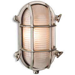 Firstlight 3433NC Nautic E27 Flush c/w Frosted Glass Bulkhead IP64 42W 200mm Nickel