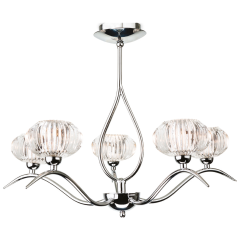Firstlight 4858CH Lisbon 5 Light Flush G9 Ceiling Fitting Clear Decorative Glass 5x33W 560x415mm Chrome