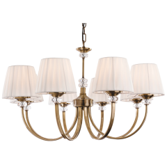 Firstlight 4864AB Langham 8 Light E14 Ceiling Fitting c/w Pleated Cream Shades 8x40W 730x450mm Antique Brass