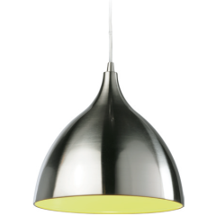 Firstlight 5743BSGN Cafe Green Shade E27 Pendant 60W Brushed Steel