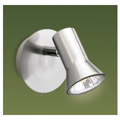 Firstlight 6090BS Magnum Wall Switched c/w GU10 Spotlight 50W 240V Brushed Steel