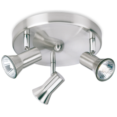 Firstlight 6093BS Magnum Plate c/w GU10 Spotlight 3x50W 240V Brushed Steel