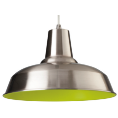 Firstlight 8623BSGN Smart Green Inside E27 Pendant 60W Brushed Steel