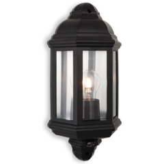 Firstlight 8656BK Park E27 c/w PIR IP44 Wall Light 42W Black Polycarbonate