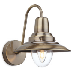 Firstlight 8686AB Fisherman E14 c/w Clear Glass Wall Light 40W Antique Brass