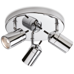 Firstlight 9070CH Atlantic Flush GU10 IP44 Ceiling Fitting 3x35W 245x145mm Chrome