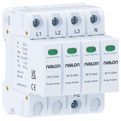 Niglon SP12S-3PN/50KA TP+N Type 1+2 Surge Protector 4 Mod TN-S 50kA