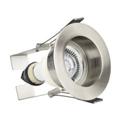 Integral ILDLFR70E004 Evofire Fire Rated Downlight 70Mm Cutout IP65 Satin Nickel Recessed +Gu10 Holder & Insulation Guard Integral