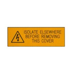 Warning Isolate Elsewhere Engraved Label 75x25mm Pack=5