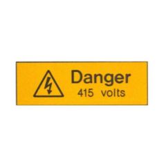 Warning Danger 415V Engraved Label 75x25mm Pack=5