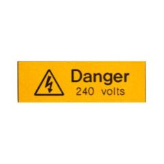 Warning Danger 240V Engraved Label 75x25mm Pack=5