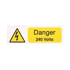 Warning Danger 240V Self Adhesive Label Vinyl 75x25mm Pack=10