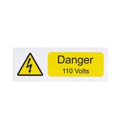Warning Danger 110V Self Adhesive Label Vinyl 75x25mm Pack=10