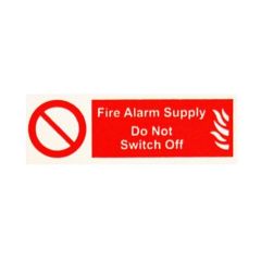 Warning Fire Alarm Supply Rigid Self Adhesive PVC 75x25mm Pack=5