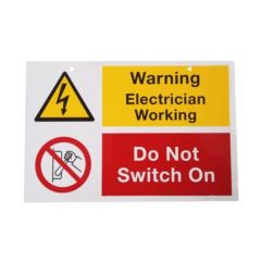 Warning Electrician Working Rigid Self Adhesive PVC 150x225mm Pack=1
