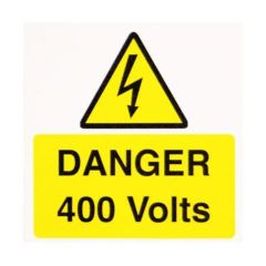 Warning Danger 400V Self Adhesive Vinyl 75x75mm Pack=10