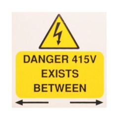 Warning Danger 415V Between Phases Self Adhesive Vinyl 75x75mm Pack=10